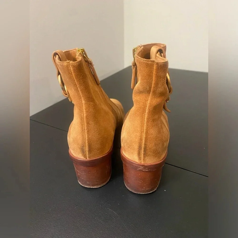 Women’s Tory Burch Camel Chelsea Heeled Zip Up Boots 6.5 Classic Quiet Luxury